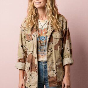Vintage Camo Jacket Cheetah Print Beige Desert All Sizes
